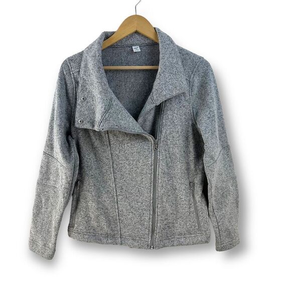 Old Navy Active Womens M Go Dry Athletic Jacket Heather Gray Asymmetrical Zipper - Picture 1 of 11